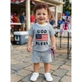 thumbnail image 6 of AceBaby 4th of July Clothes for Boys at 0-4Y Letter America Flag Embroidery T-Shirt and Stripe Shorts Set,96% Cotton, 6 of 10