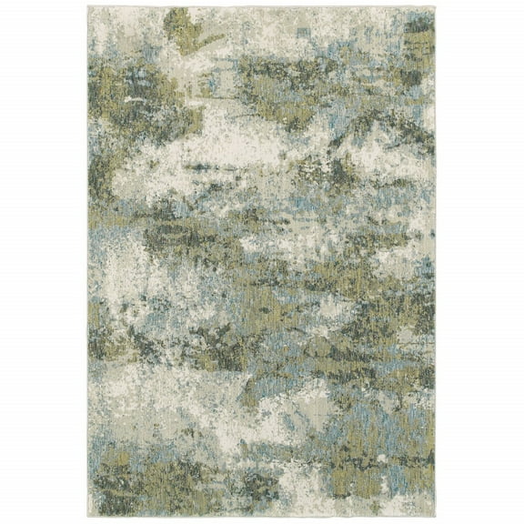 5â€™ x 7â€™ Blue and Sage Distressed Waves Indoor Area Rug