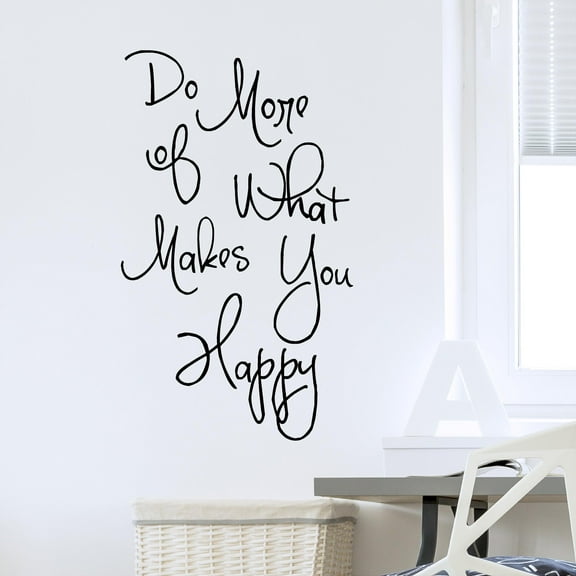 Do More of What Makes You Happy Vinyl Lettering Wall Decal Inspirational Quote Decals - Size: 21"H x 12.5"L - Color: Black