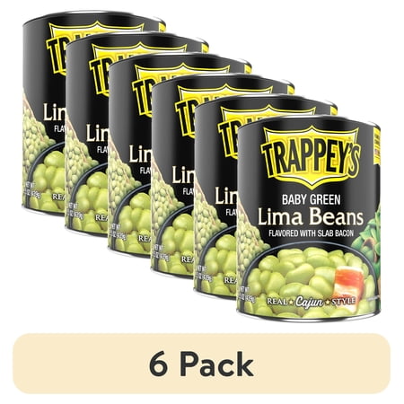 (6 pack) Trappey’s Seasoned Baby Green Lima Beans with Bacon, 15.5 oz., Can