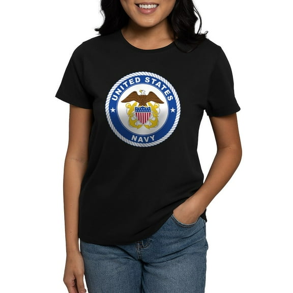 CafePress - U.S. Navy Emblem Women's Dark T Shirt - Women's Traditional Fit Dark T-Shirt
