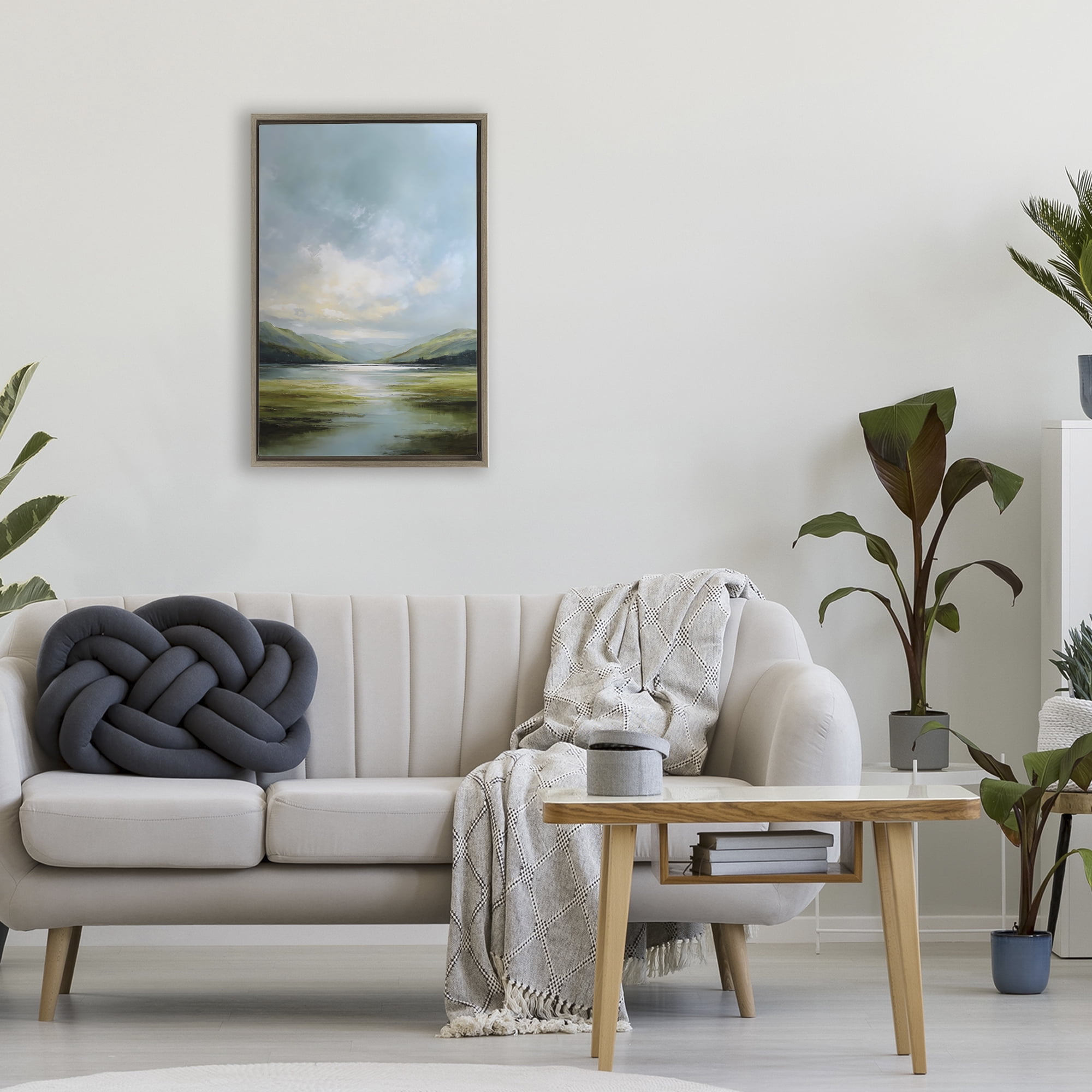 Stupell Industries Here Comes Sun over Valley Brown Framed Floater Canvas Wall Art, design by Petal Prints Design