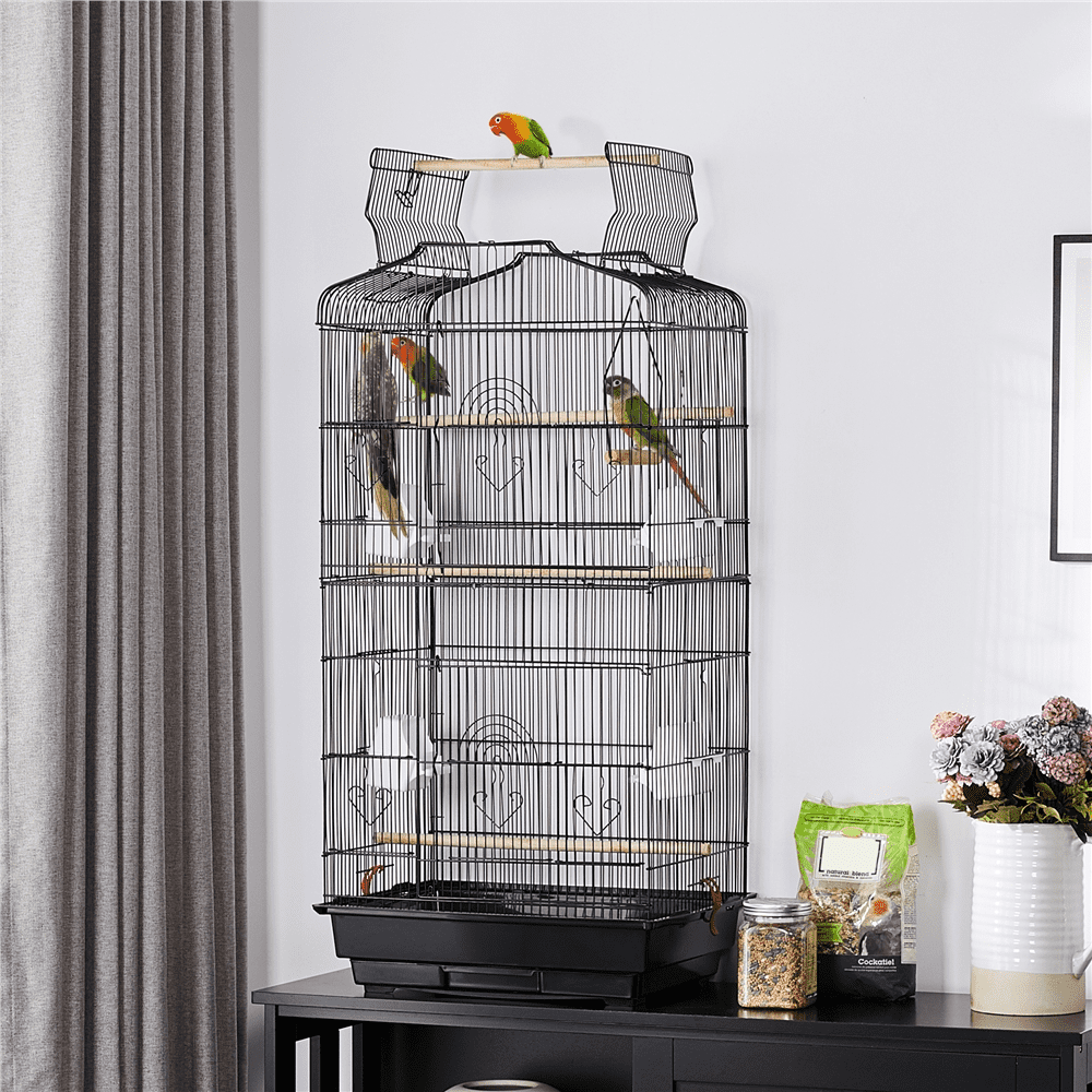 Yaheetech 36-inch Large Birdcage Parrot Cockatiel Lovebird Travel Bird Cage Black