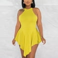 thumbnail image 4 of Wycnly Rompers for Women Party Club Sexy Back Hollow out Empire Waist Irregular Hem Tank Jumpsuits Crewneck Sleeveless Formal Solid Short Womens Jumpsuits on, 4 of 7