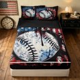 thumbnail image 2 of meiyoeat Vintage Grunge Baseball Zipper Twin Comforter Sets with Fitted Sheet and 2 Pillowcases for Boys, American Flag Splash Drip Zipper Bedding Set, Black Reversible, 4pcs, 2 of 7