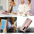 thumbnail image 4 of for Samsung Galaxy Z Fold 5 Wallet Case with S Pen Holder & Crossbody Lanyard Strap & RFID Blocking Card Slots, Shockproof Stylish Ring Buckle Wristband Stand Purse Protective Cover, Rosegold, 4 of 8
