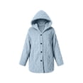 thumbnail image 7 of Zedker Women Hooded Button Up Fleece Jacket Long Sleeve Fuzzy Coat Loose Warm Outerwear with Pockets Light Blue Jackets for Women, 7 of 7
