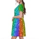 thumbnail image 2 of Balery Glitter Rainbow Vestidos sueltos de manga corta para mujer, vestidos de verano 2025, vestidos casuales de corte A con vuelo., 2 of 6