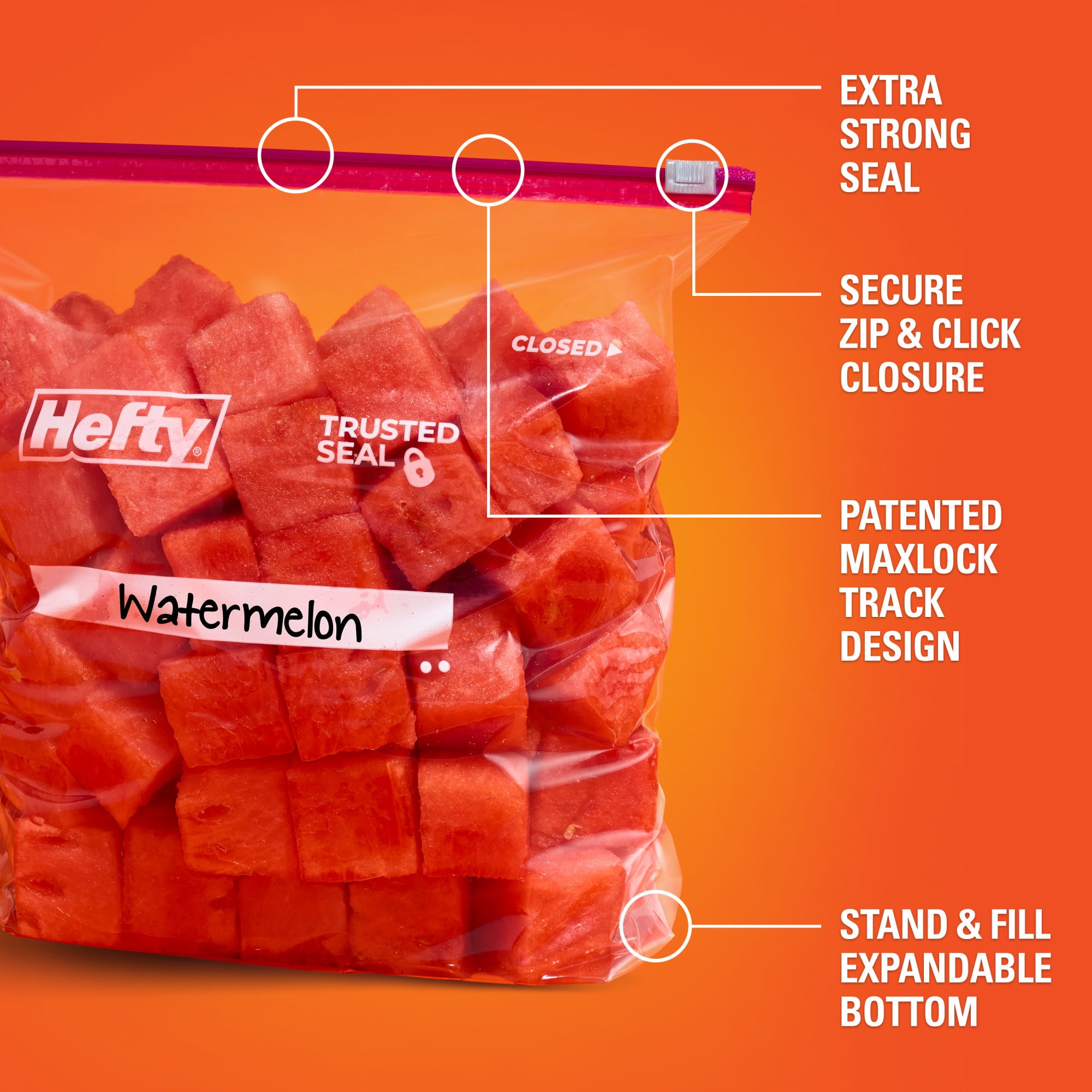 (4 pack) Hefty Slider Gallon Storage Bags, 40 Count