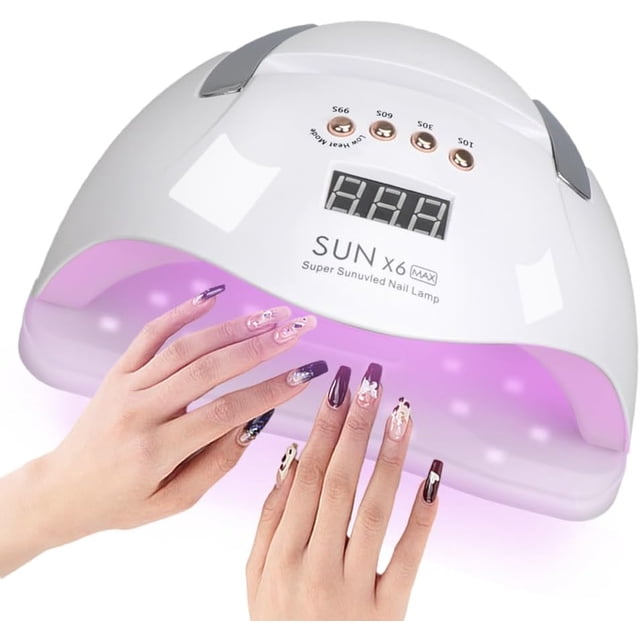 Lámpara de Uñas, 200W 45 UV LED Lámpara de Uñas para Esmalte de Gel, Secador de Uñas con 4 Ajustes de Temporizador y Pantalla LCD, Lámpara de gel de Curado Portátil más Rápido