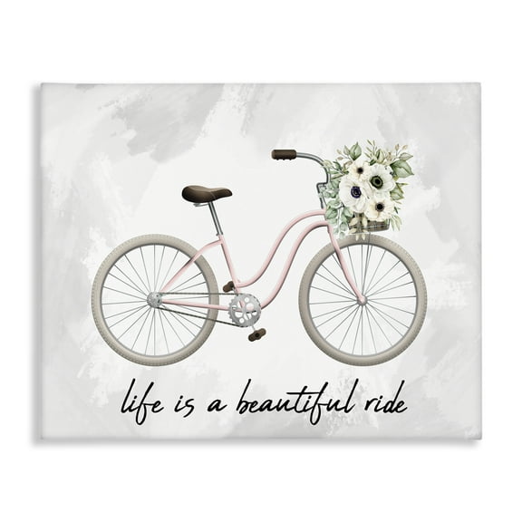Stupell Industries Beautiful Ride Floral Bike Transportation Painting Wrapped Canvas Art Print Wall Art, 20 x 16