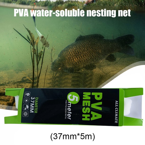 Bolsa de cebo de repuesto soluble de malla PVA de red de pesca de 25 mm y 5 m para carpa (37 mm x 5 m) Ndcxsfigh Para Estrenar