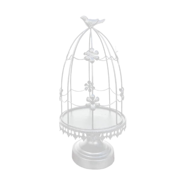 Candelabro de pie con forma de jaula de pájaros, elegante candelabro decorativo de hierro para Blanco