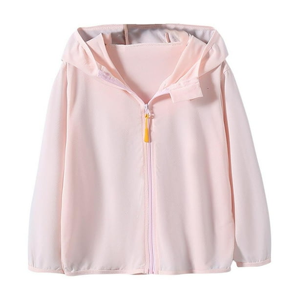 Penkiiy Kids UPF50 + Camisa de sol para niñas Fit Sun Protection Clothing Athletic Hoodie with thumbholes 5 años rosa