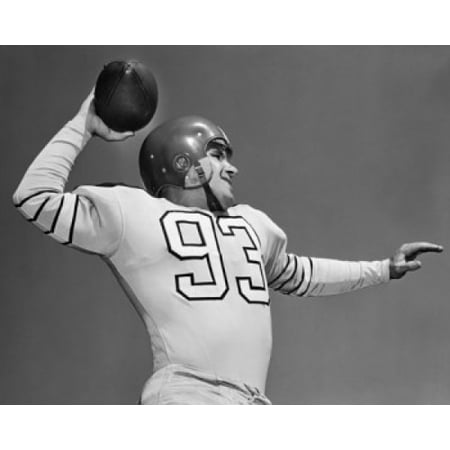 Football player throwing a football Stretched Canvas -  (18 x