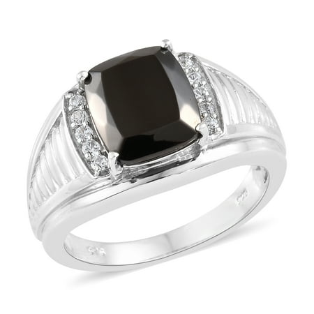 Shop LC - 925 Sterling Silver Platinum Plated Shungite Zircon Mens ...