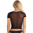 thumbnail image 2 of LAICAIW Women's Short Sleeve Mesh Crop Tops Sheer Blouse T Shirt Tee, 2 of 5