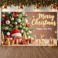 thumbnail image 5 of Gold Silver Theme Christmas Banner Red Bow Design New Year Banner Snowflake Pattern Christmas Tree Decor Holiday Banner for Christmas Party New Year Celebration Home Decoration, 5 of 8