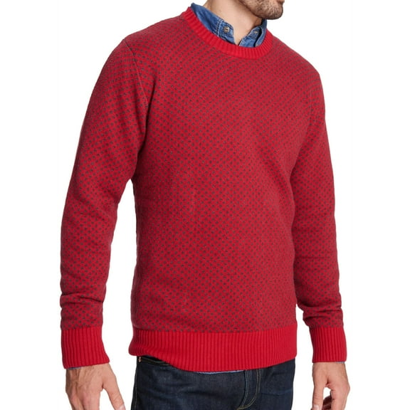 Weatherproof Mens Dot Pullover Sweater, Red, X-Large