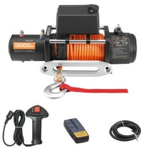 KFFKFF Electric Winch, 12000 lbs Capacity, 12V DC Truck Winch with 0.36 in x 75.5 ft Synthetic Rope, Wireless and Wired Remote Control, IP55 Water-Resistant for Off-Roading, SUVs, Jeeps, Trailers