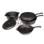 Camp Chef Six Piece Cast Iron Set, CBOX6 Pots, Skillet, Lids, and Trivet