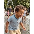 thumbnail image 4 of Cenuakty 3M-4T Toddler Baby Boys Summer T-Shirts Striped Half Button Up Crew Neck Short Sleeve Casual Tops, 4 of 8
