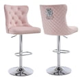 thumbnail image 5 of Velvet Bar Stools Set of 2 Modern Counter Height Bar Stools with Lion Pull Ring Tufted Back, Nailhead Upholstered Barstools for Home Kitchen Island, Swivel Adjustable Stool Chair in Pink, 5 of 9