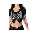thumbnail image 2 of SAYOO, blusas cortas con estampado de mariposas de verano para mujeres adolescentes, camisa con estampado gráfico, blusa Vintage sin mangas ajustada, Tops SAYOO Moda, 2 of 9