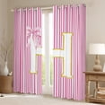 thumbnail image 2 of Homewish Kawaii Princess Style Black Out Curtains for Teen, Kawaii Initial H Letter Curtains Pack of 2 (42x63 Each), Pink Stripes Line Bedroom Curtains, Curtains Blackout Home Decor, 2 of 6
