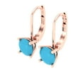 thumbnail image 2 of 1 ct Lever-Back Drop Dangle Earrings for Women | 5.0mm Round Cut Simulated Turquoise | 18K Rose Gold, 2 of 5