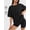 Black, variant on DENTOYOU 2 Piece Outfit for Women Lounge Sets Oversized Tshirts Matching Biker Short Summer Clothing for Travel Casual Orange L