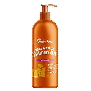 Zesty Paws Pure Wild Alaskan Salmon Oil Liquid Food Supplement for Dogs or Cats, 16 fl oz