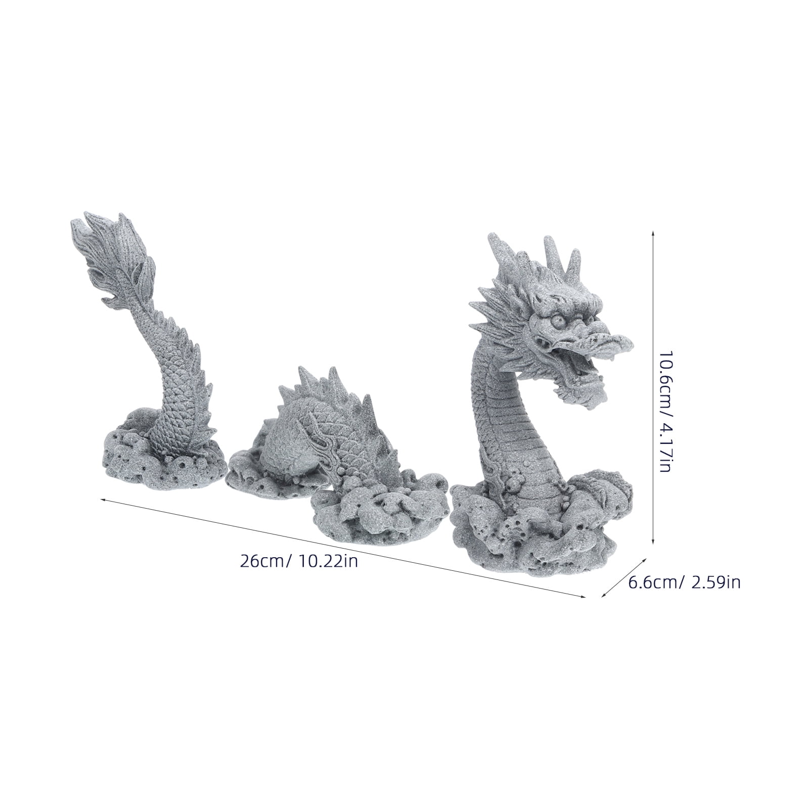 Clispeed Grey Sandstone Chinese Dragon Figurine Unique Indoor Decorative Art Sculpture for Home and Office Display