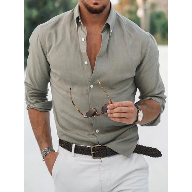 Camisas de manga larga para hombre, camisas con botones, camisas casuales, camisas de corte regular