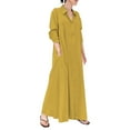 thumbnail image 3 of IDALL Maxi Dresses,Casual Dresses Women's Casual Button Down Cotton Linen Long Shirt Dress With Pockets Long Sleeve Dress,Long Dresses,Womens Dresses Yellow Dress S, 3 of 5