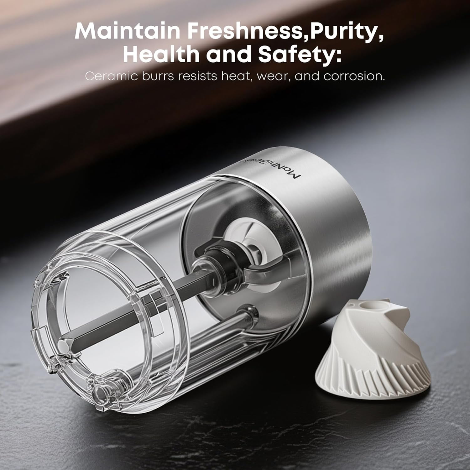 Electric Salt and Pepper Grinder One-hand Operated, Adjustable Coarseness, Stainless Steel body Ceramic Burrs,Pepper Shakers Mills with LED Light,House Warming Cooking Gift