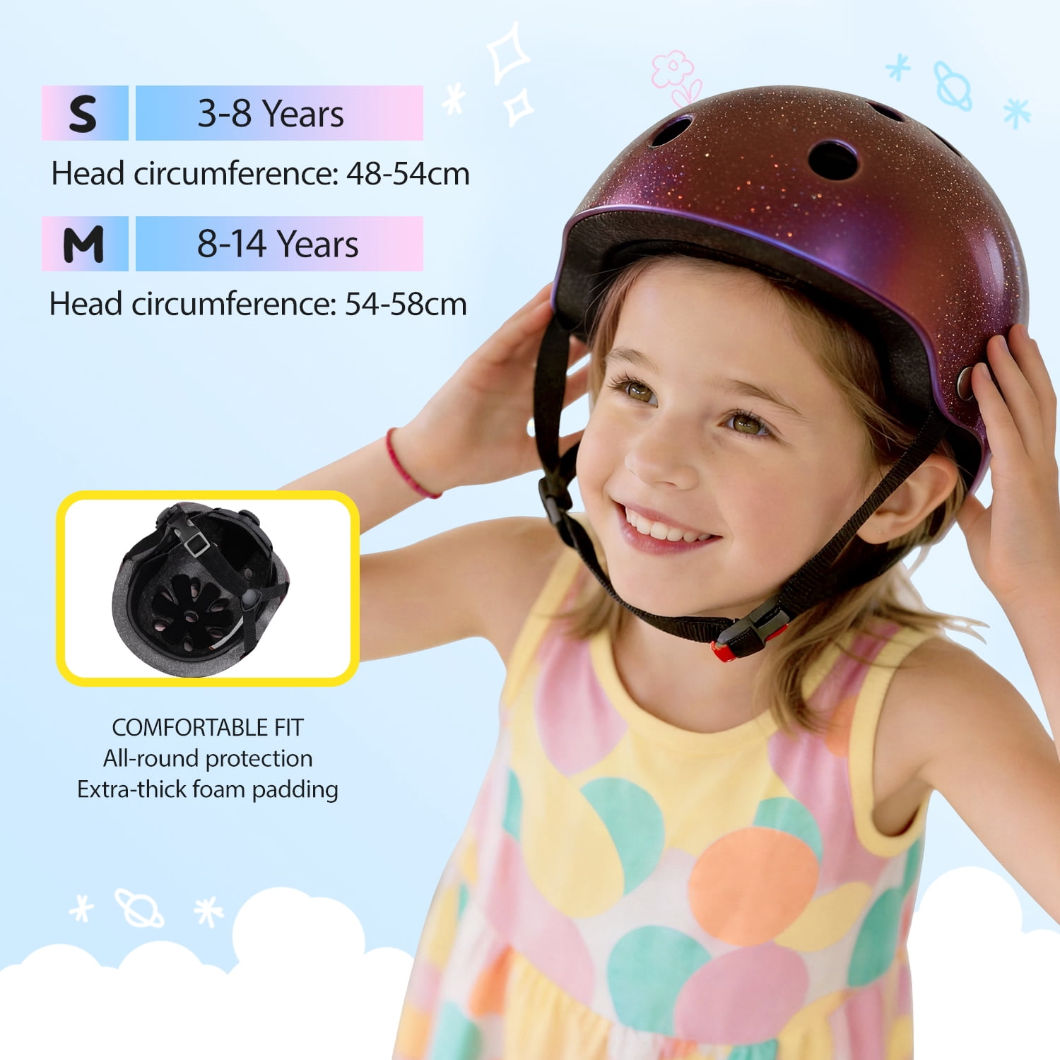 BOSONER Kids/Youth Bike Helmet, Lightweight Multi-Sport Adjustable Helmets for Bicycle Skateboard Scooter Skate Cycling