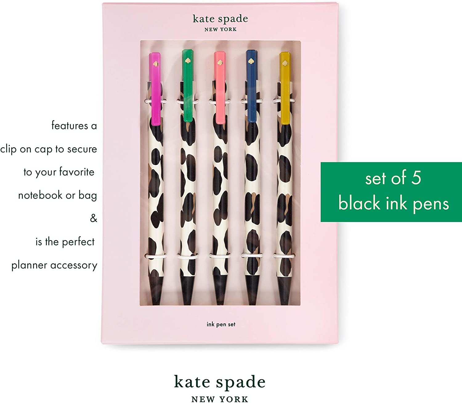 Kate Spade New York Forest Feline Office Accessories - Click Pens, Set of 5 - image 2 of 3