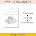 thumbnail image 4 of King 6-Piece Sheet Set 1000-Thread Count 100% Pure Organic Cotton, 28" Deep Pockets (1 Flat, 1 Fitted, 4 Pillowcases) - White, 4 of 7