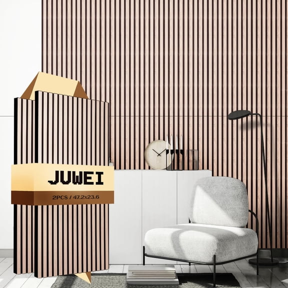 Paneles acústicos de listones de madera para pared JUWEI DIRECT, paquete de 2 unidades, 120 x 60 x 1,8 cm