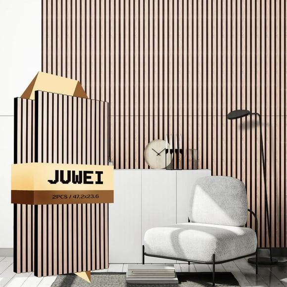 Paneles acústicos de listones de madera para pared JUWEI DIRECT, paquete de 2 unidades, 120 x 60 x 1,8 cm