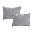 thumbnail image 4 of 2 Piece Pom-Pom Pinch Pleated Solid Silver Pillow Shams, (Queen 20X30 Pillow Cover), 100% Egyptian Cotton, 800 Thread Count, Queen Size, 4 of 4