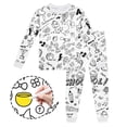 thumbnail image 2 of FhsagQ Ensembles pour Filles Enfants Col Rond Manches Longues Haut Pantalon Pyjamas Bricolage Peint à la Main Ensemble Tenue d'Intérieur Filles Tenues de Printemps Taille 10-12 Pâques Blanc 7-8 Ans, 2 of 5