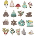 thumbnail image 2 of Árbol de Navidad esmaltado de 6 piezas, conos de pino rojo, dijes de Casa de Navidad para collares, pulseras, pendientes, fabricación de joyas DIY, decoración de Navidad, 2 of 4