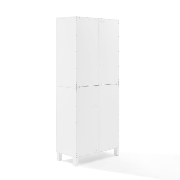 Crosley Furniture Cassai MDF Wood and Tempered Glass Tall Storage Pantry - White