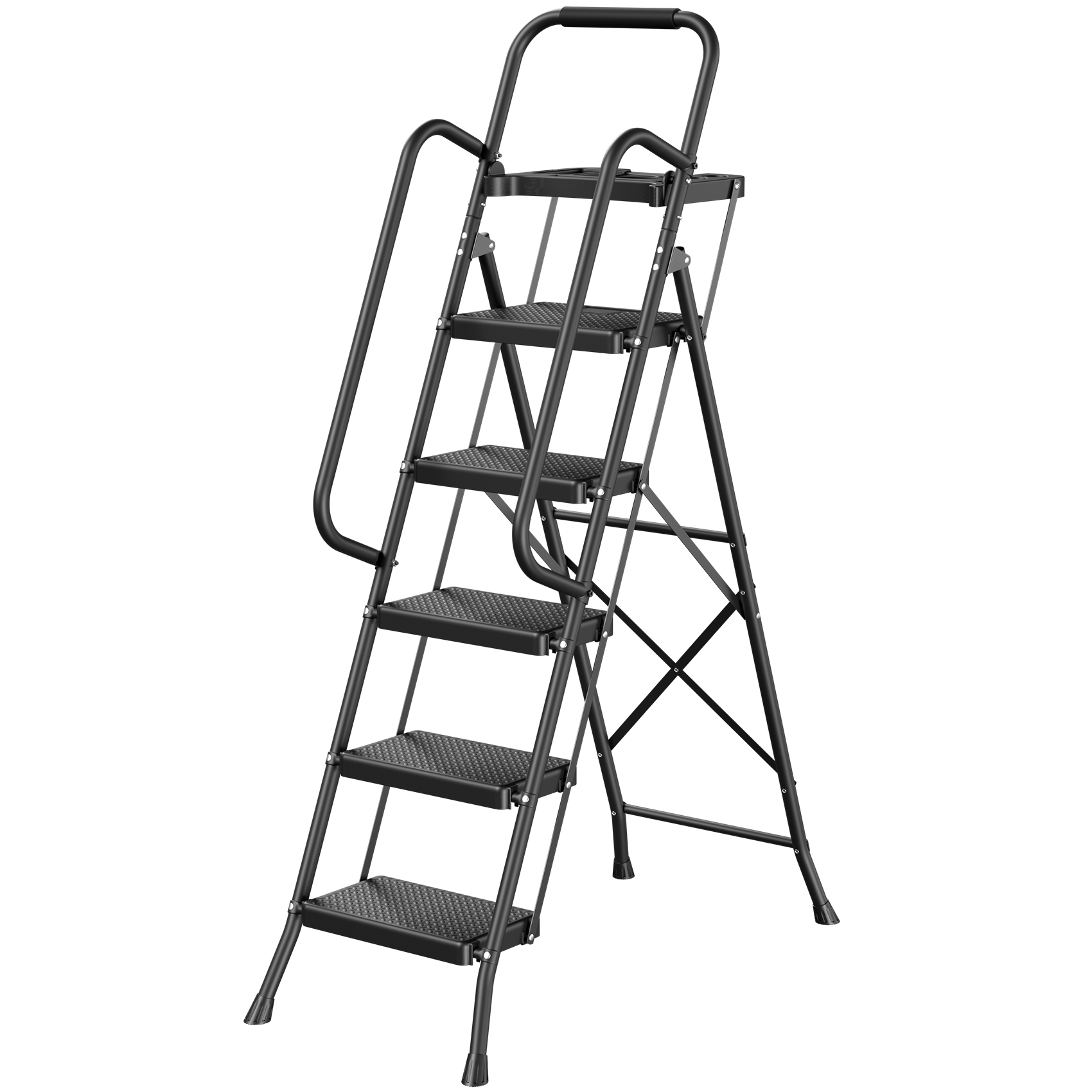 JOZ 5-Step Folding Ladder, 800 Lbs Capacity with Handrails photo 8