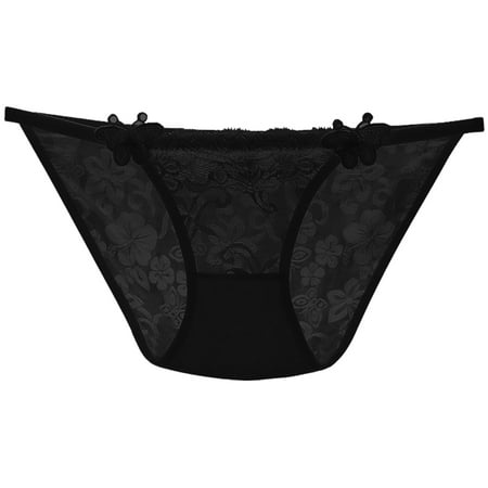 

Odeerbi Reduced Womens Underwear See Through Thongs Erogenous Lace Lingerie Panties Underpants Black