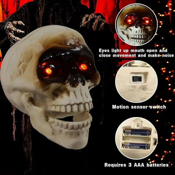 Spooky Skull Heads Halloween Decor Skull Heads with Motion Sensor Halloween Decorations Scary Sound Spooky Decoration