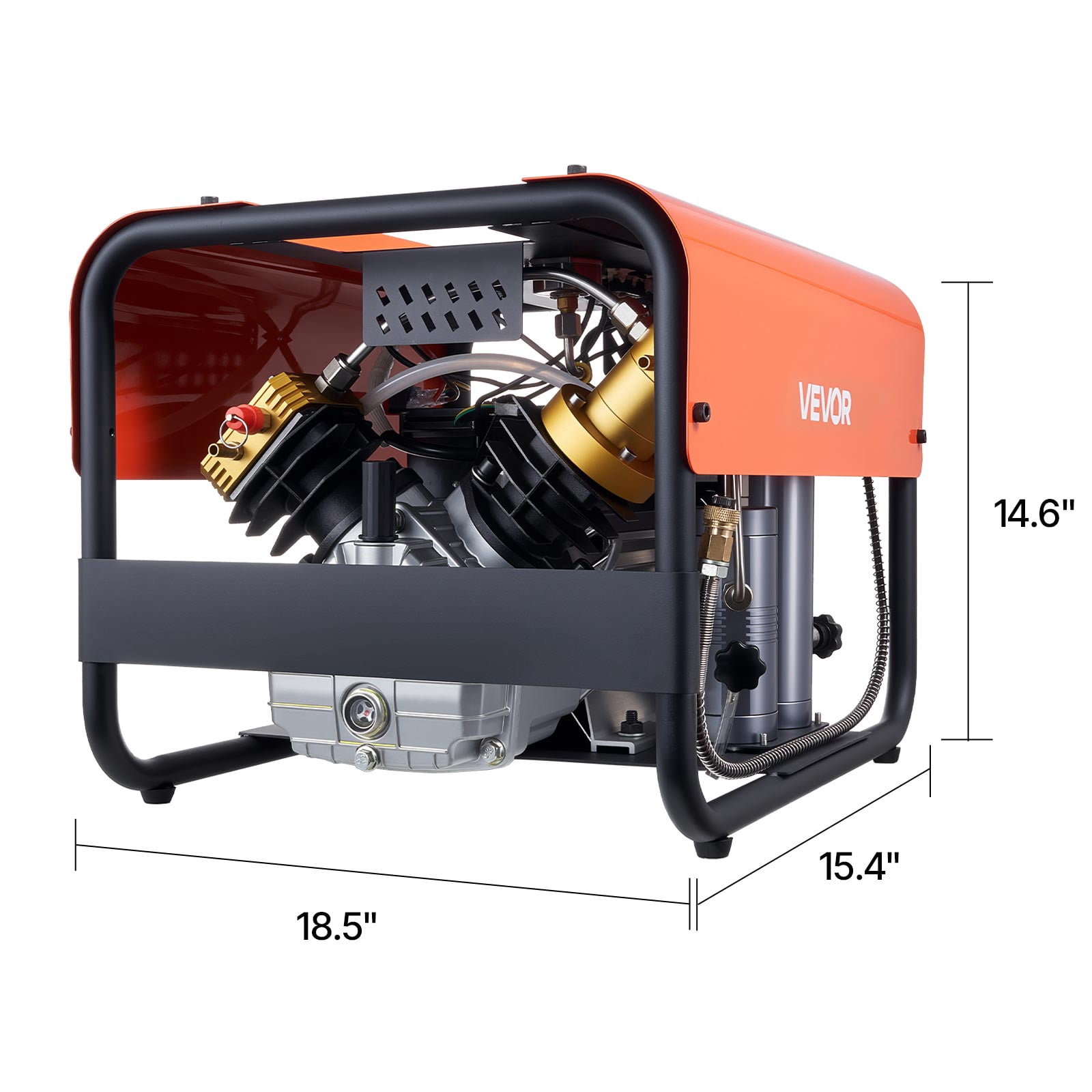 VEVOR PCP Air Compressor,4500PSI/30Mpa Diving Scuba Tank Air Compressor, Double-Cylinder Auto Stop PCP Diving Compressor with External Water & Fan Cooling System for Scuba Tanks,Paintball,Air Rifle