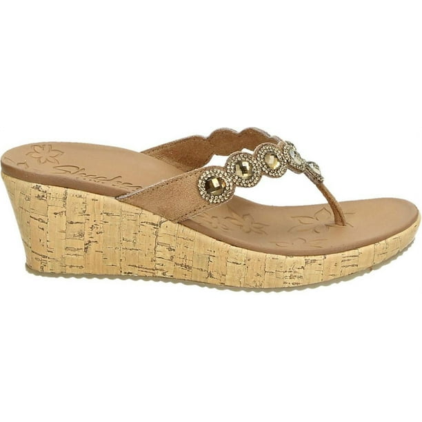 Skechers Cali Women s Beverlee Bizzy Babe Wedge Sandal tan 6.5 M